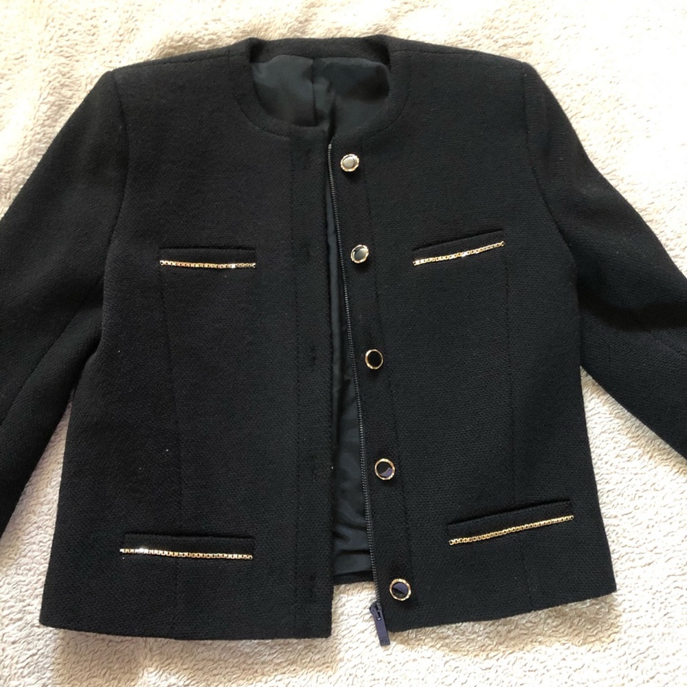 The Kooples chain trim wool blend jacket